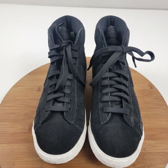 Nike Blazer Mid Premium Sz 6y Womens 8 Black Suede High Top Sneakers 895850-003 - Picture 4 of 12